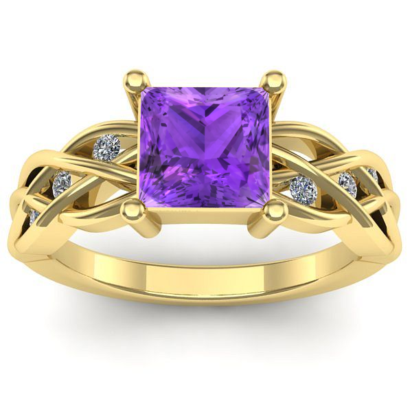 Inel de logodna cu ametist patrat
