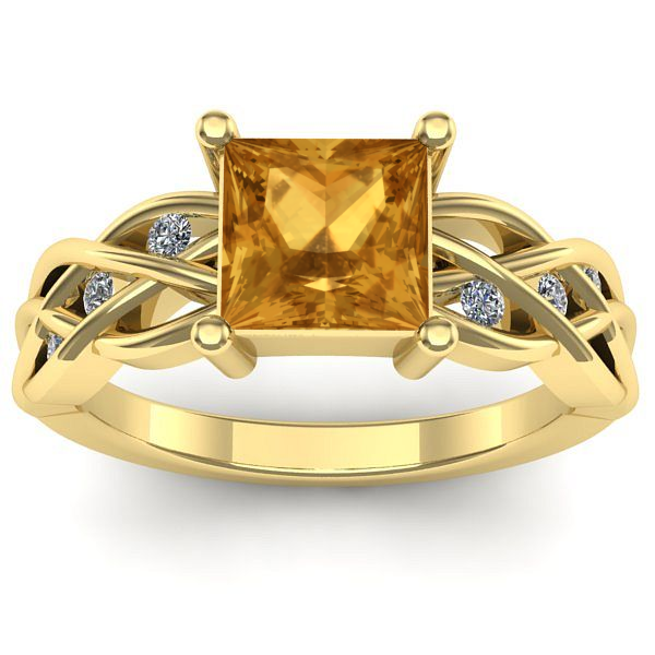 Inel cu citrin patrat