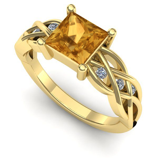 Inel logodna din aur galben cu citrin
