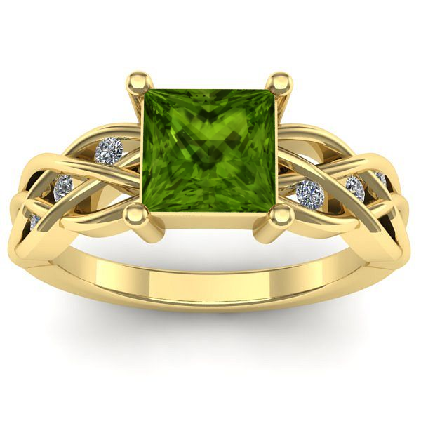 Inel cu peridot patrat