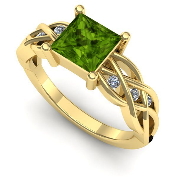 Inel logodna din aur galben cu peridot