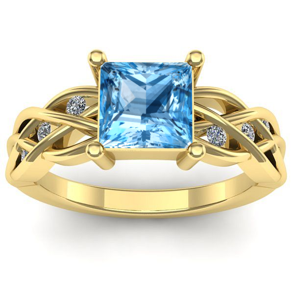 Inel cu topaz blue patrat