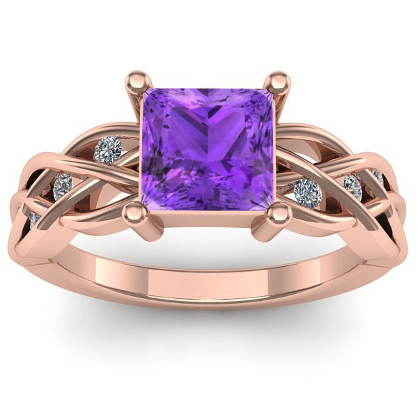 Inel de logodna cu ametist patrat