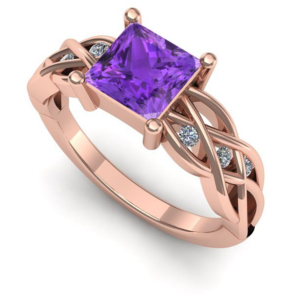 Inel din aur roz cu ametist