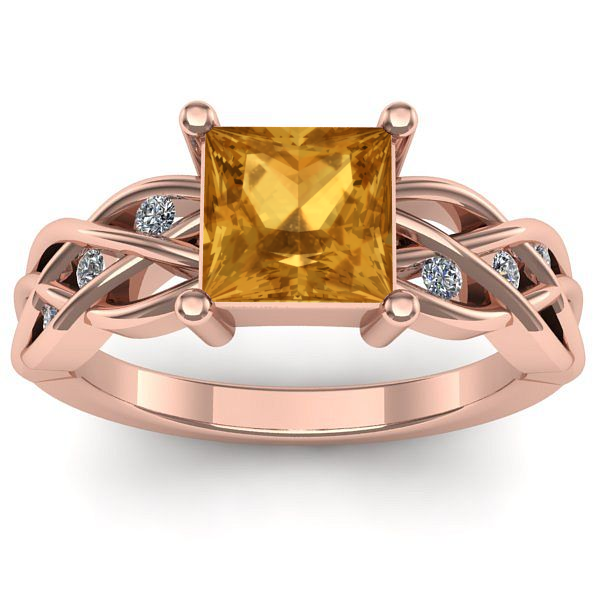 Inel de logodna cu citrin patrat