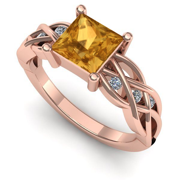 Inel din aur roz cu citrin