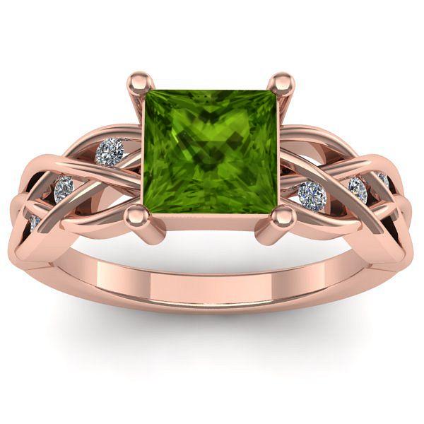 Inel cu peridot patrat