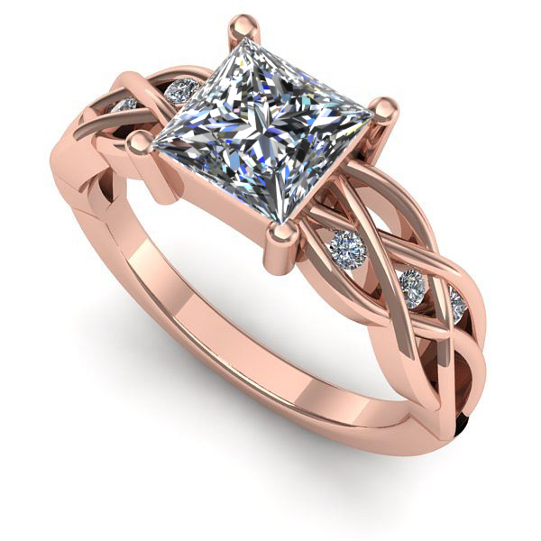 Inel din aur roz cu diamant de laborator