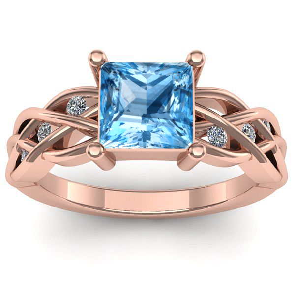 Inel logodna cu topaz blue patrat