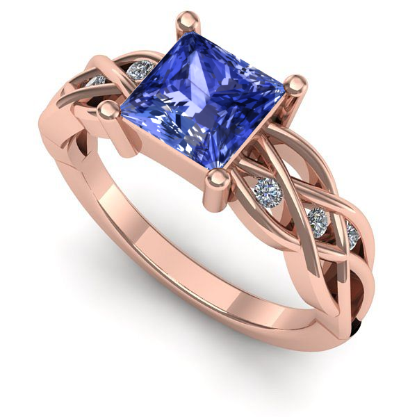 Inel logodna din aur roz cu tanzanit