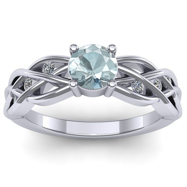 Inel logodna cu aquamarin rotund