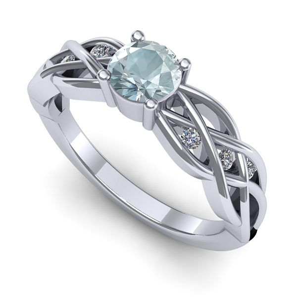 Inel din aur alb cu aquamarin