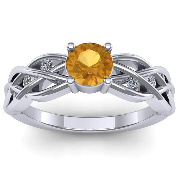 Inel cu citrin rotund