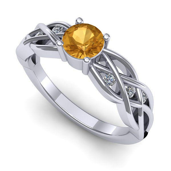 Inel de logodna din aur alb cu citrin