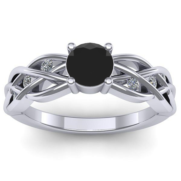Inel cu diamant negru rotund