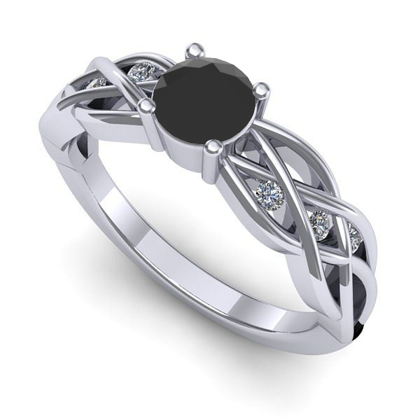 Inel de logodna din aur alb cu diamant negru