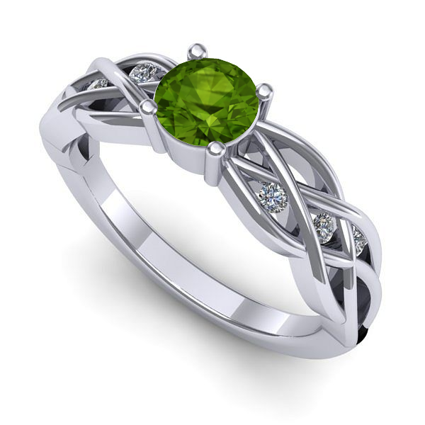 Inel din aur alb cu peridot