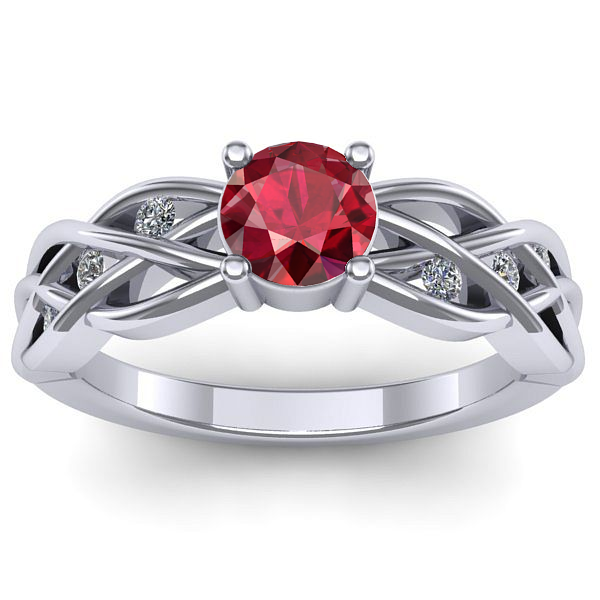 Inel de logodna cu rubin rotund