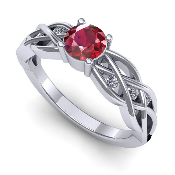 Inel din aur alb cu rubin