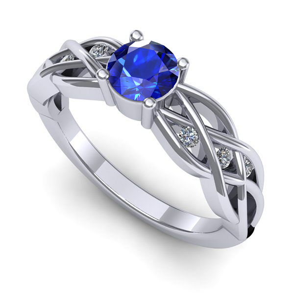 Inel de logodna din aur alb cu safir