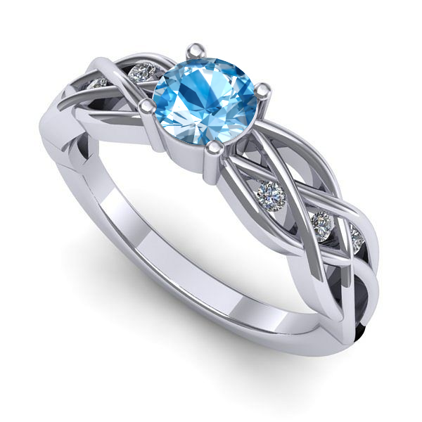 Inel logodna din aur alb cu topaz blue