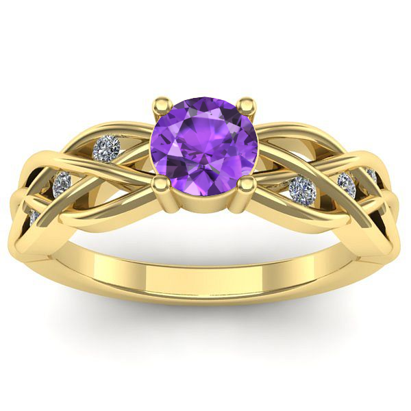 Inel logodna cu ametist rotund