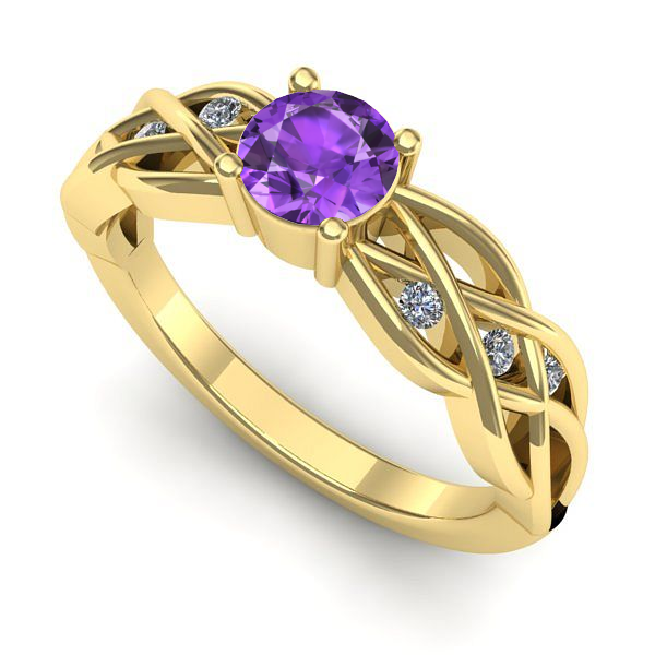 Inel de logodna din aur galben cu ametist