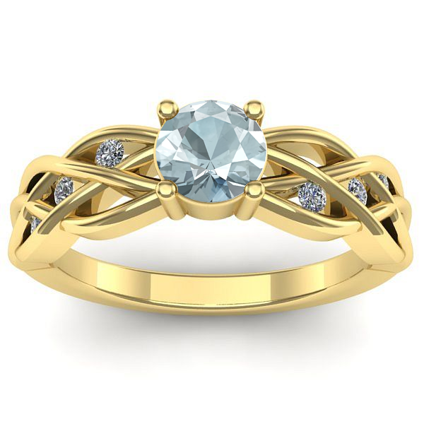 Inel logodna cu aquamarin rotund