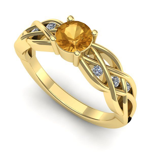 Inel logodna din aur galben cu citrin