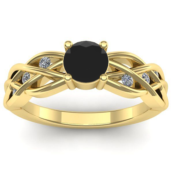 Inel de logodna cu diamant negru rotund