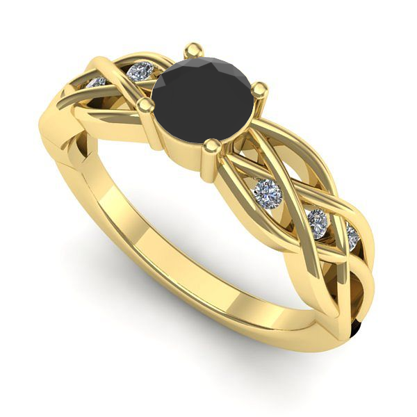 Inel din aur galben cu diamant negru