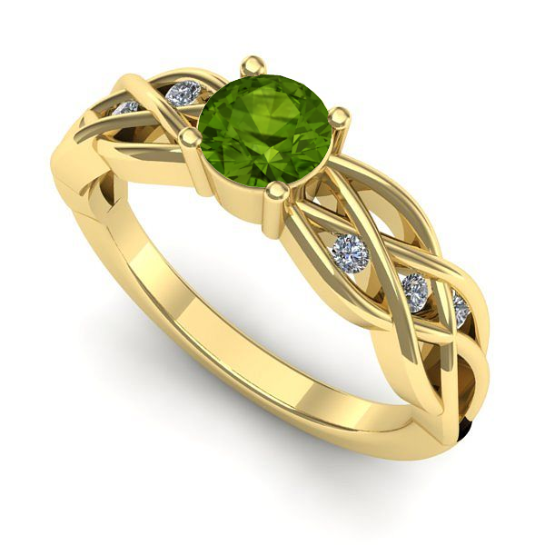 Inel de logodna din aur galben cu peridot