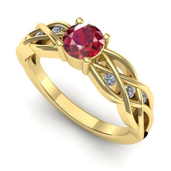 Inel logodna din aur galben cu rubin