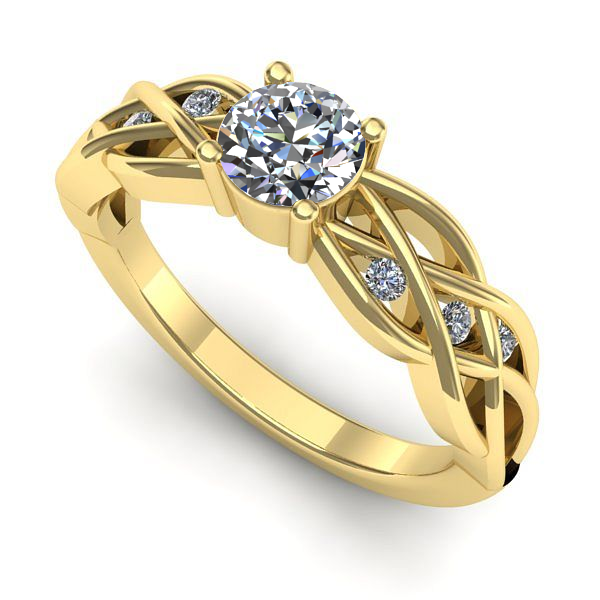 Inel din aur galben cu diamant de laborator