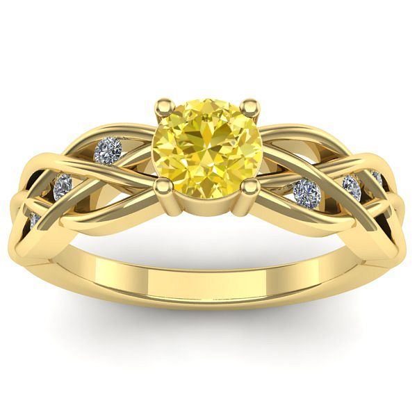 Inel logodna cu safir galben rotund