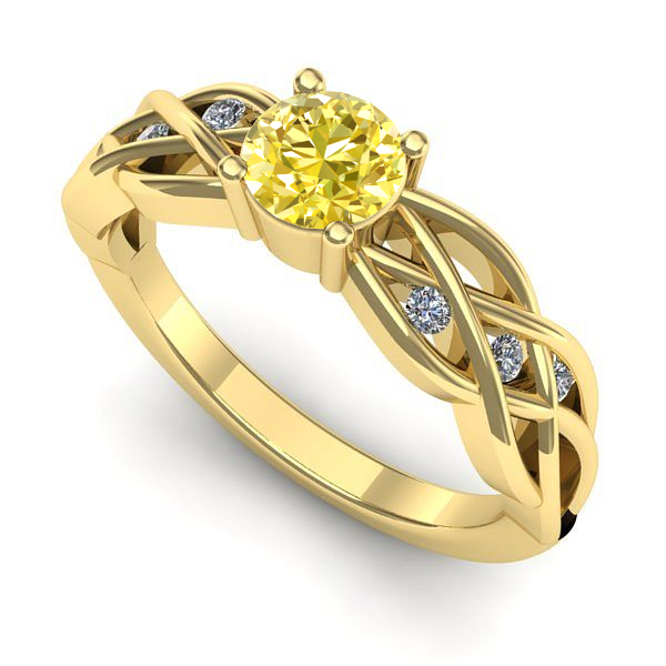 Inel logodna din aur galben cu safir galben