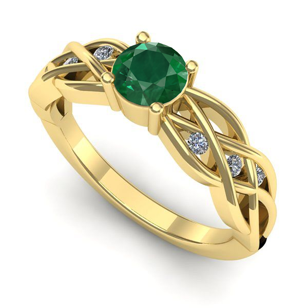 Inel de logodna din aur galben cu smarald