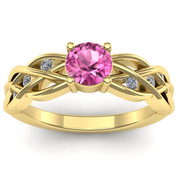 Inel de logodna cu safir roz rotund