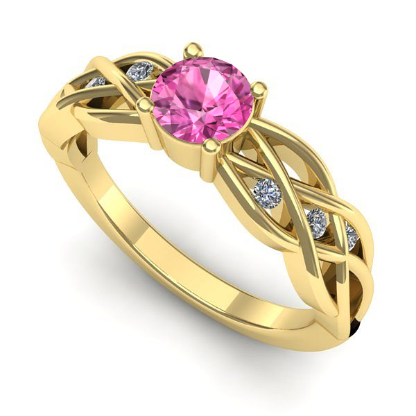 Inel din aur galben cu safir roz