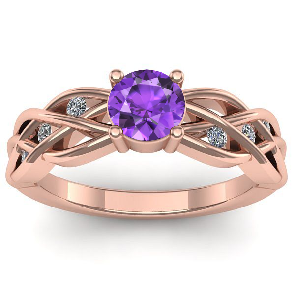 Inel logodna cu ametist rotund