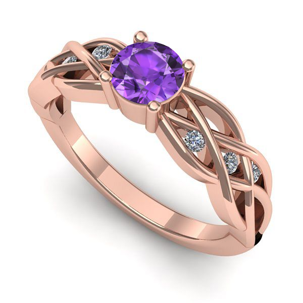 Inel din aur roz cu ametist