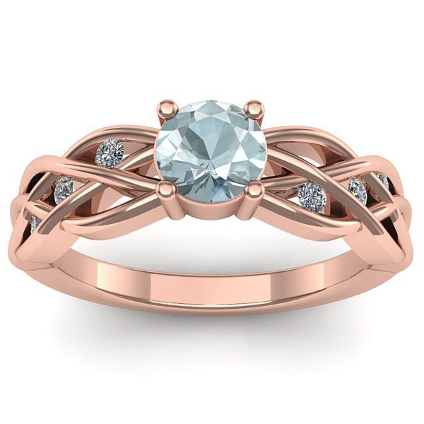 Inel de logodna cu aquamarin rotund