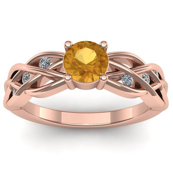 Inel cu citrin rotund