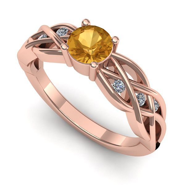 Inel logodna din aur roz cu citrin