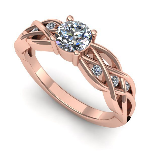 Inel logodna din aur roz cu diamant