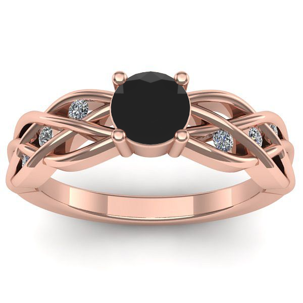 Inel cu diamant negru rotund