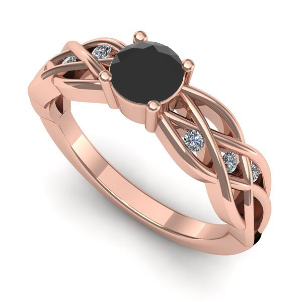 Inel de logodna din aur roz cu diamant negru