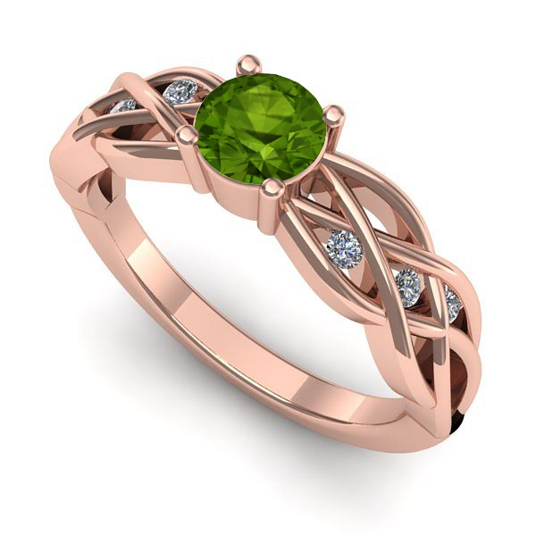 Inel de logodna din aur roz cu peridot