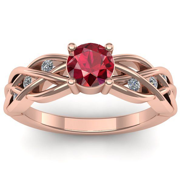 Inel logodna cu rubin rotund