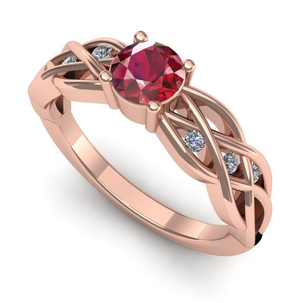 Inel din aur roz cu rubin